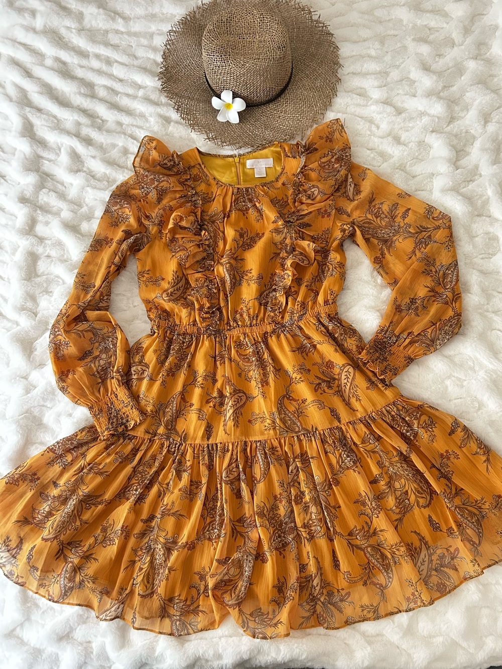 Rachel Parcell chiffon ruffle dress Medium Anthropologie Nordstrom Romantic